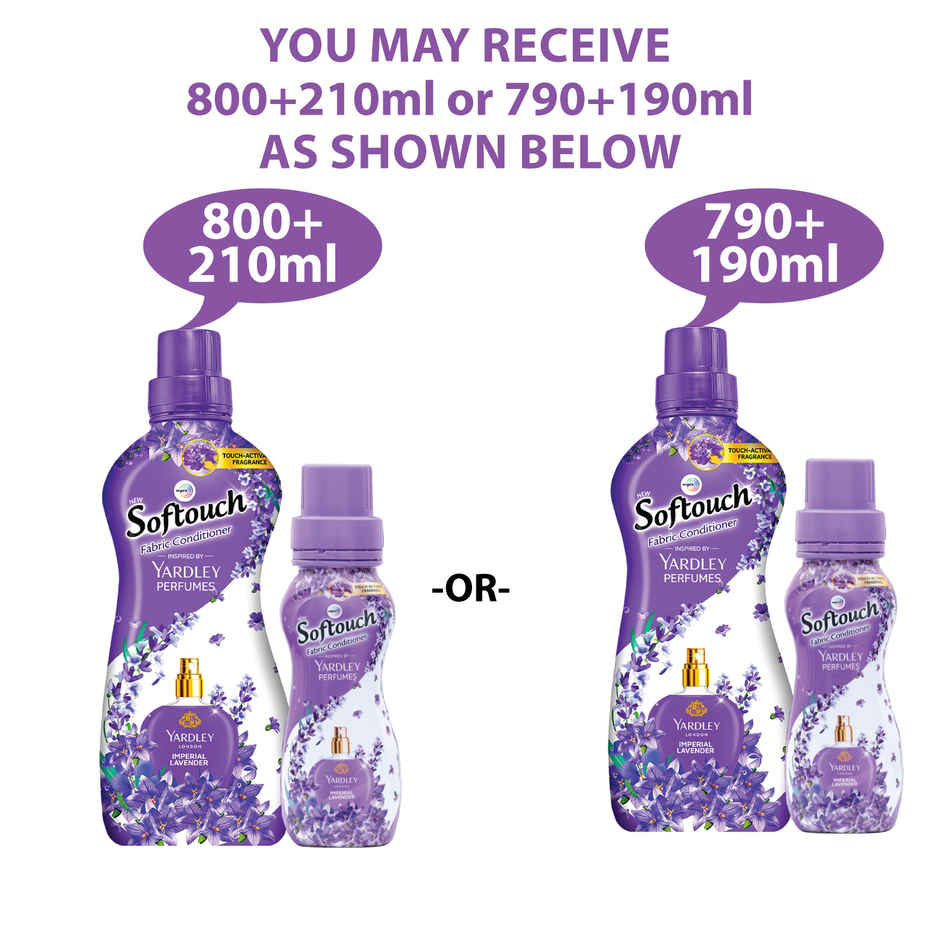 Softouch Yardley Fabric Conditioner | Long lasting Fragrance | Imperial Lavender | 790 + 190 ml