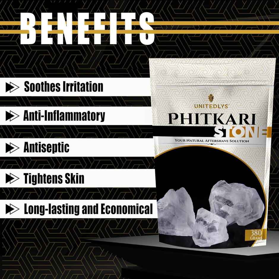 Unitedlys Organic Phitkari Alum Stone for Face | Fitkari Stone for Skin Tightening, Shaving & More