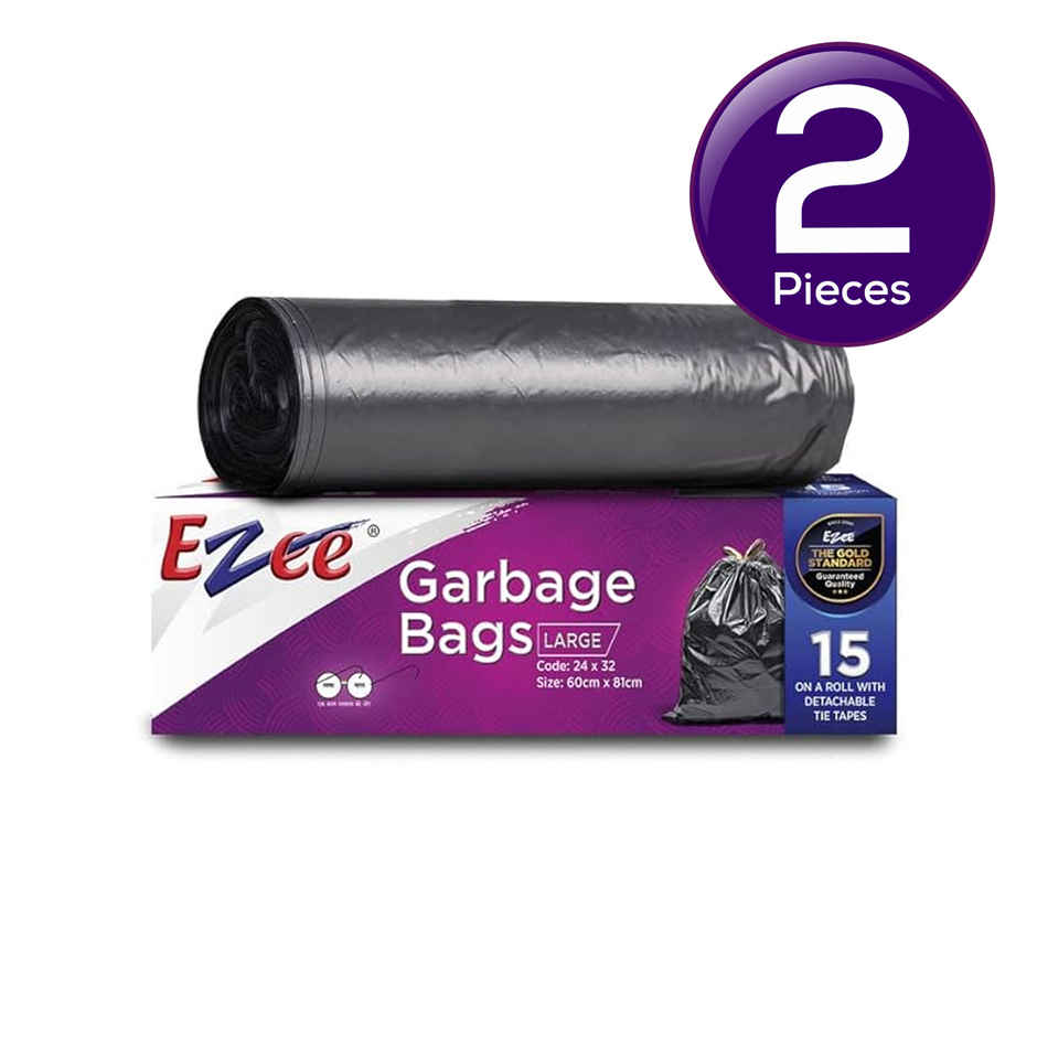 Ezee Premium Large Size Garbage Bag With Detachable Tie Tape Combo of 2