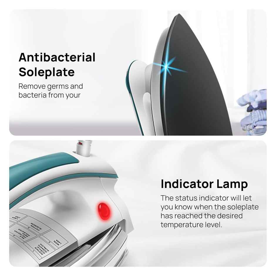 Wipro Elato GD203 Heavyweight Dry Iron, 1200 Watt, Quick Heat Up, 5 Modes, Dry Iron Press,Wrinkle Free Clothes in One Shot - Blue