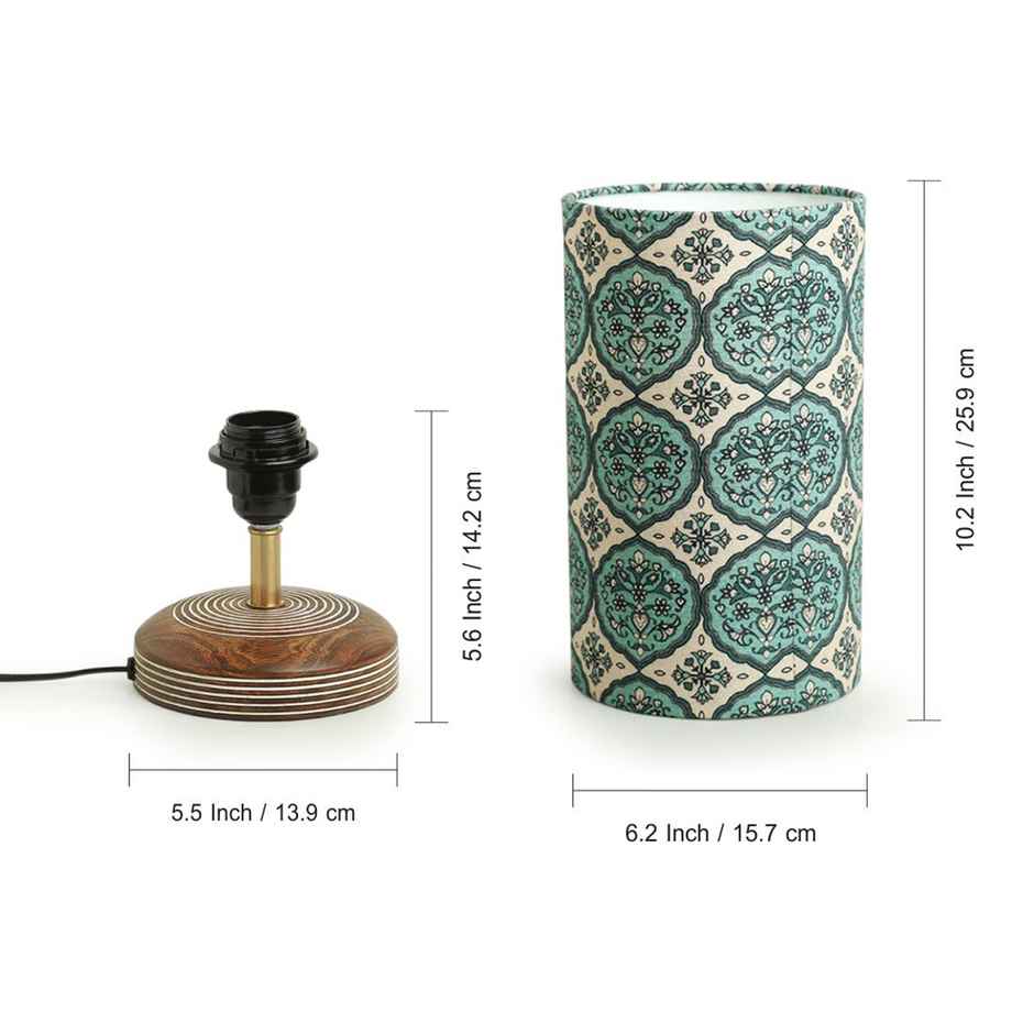 ExclusiveLane Paisley-Carved Table Lamp In Mango Wood | 35.6 cm