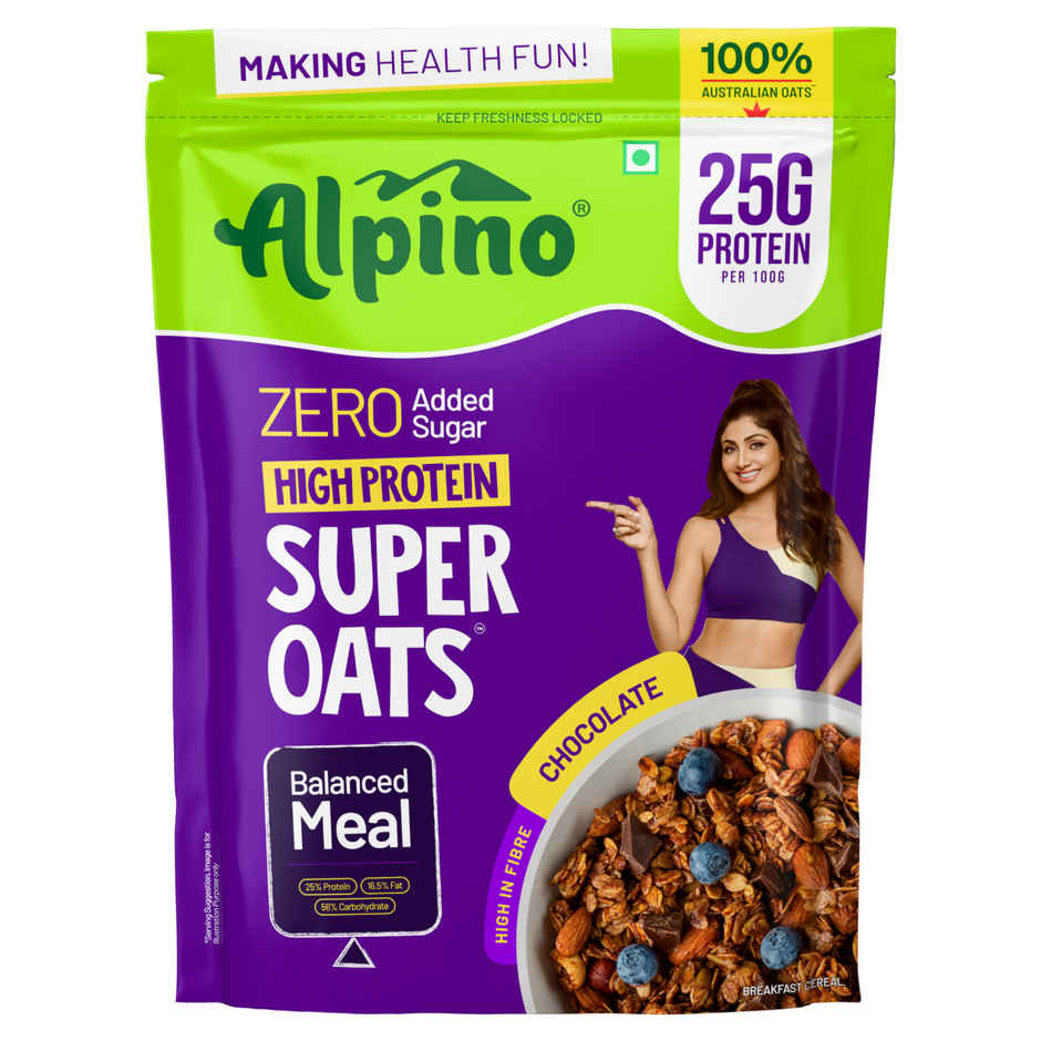 Alpino 25g High Protein Super Oats Chocolate with Almonds & Raisins | No Added Sugar & Salt