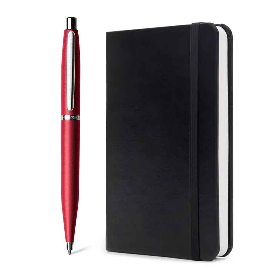 Sheaffer VFM Gift Set G9403 Ballpoint Pen | Chrome Plated Trims | Excessive Red with Small Notebook