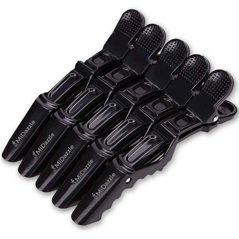 Midazzle Professional Hair Sectioning Crocodile Clips, Black | Pack of 5 | MIHA6302