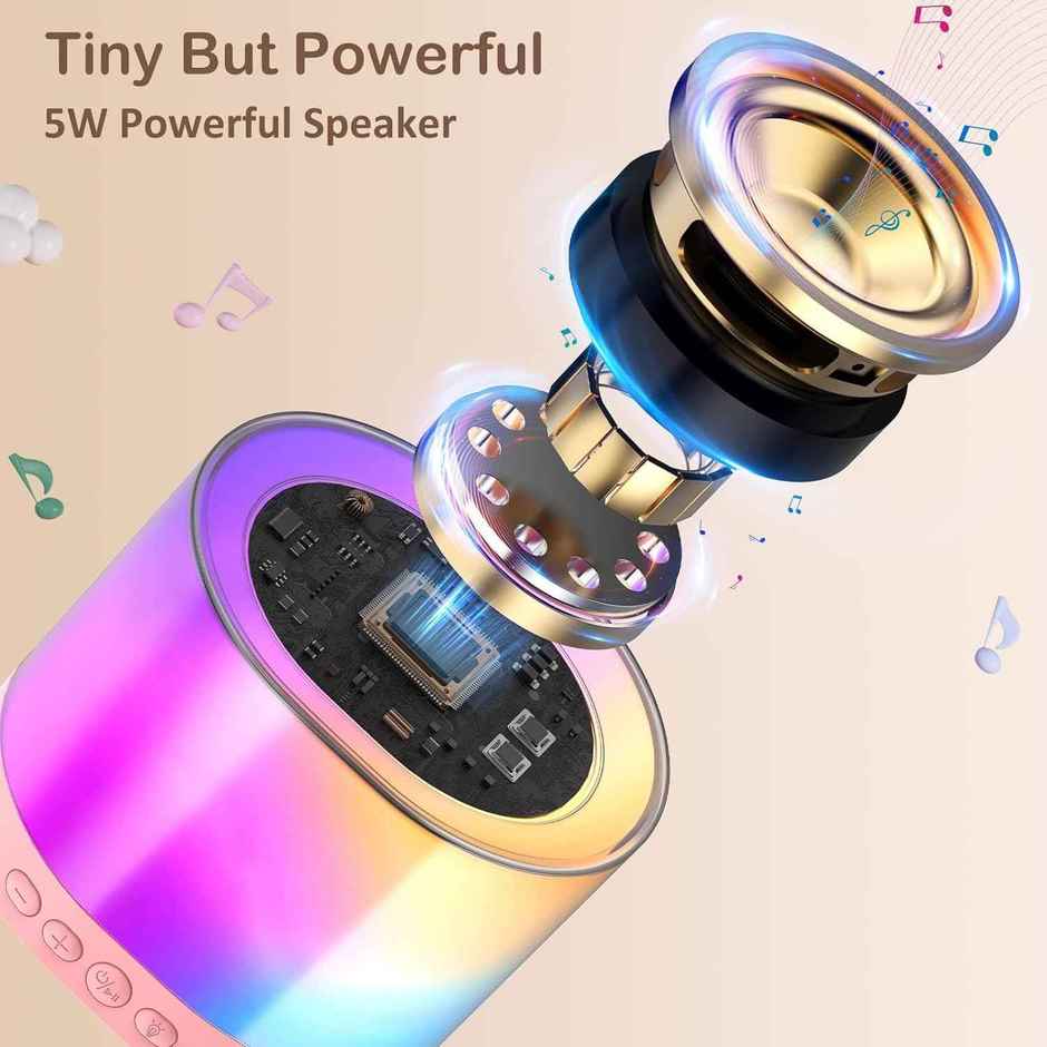 Kidara Glow Tune Karaoke Speaker With 2 Mics | Lights Bluetooth | Gift For Kids 3+ | Multicolor