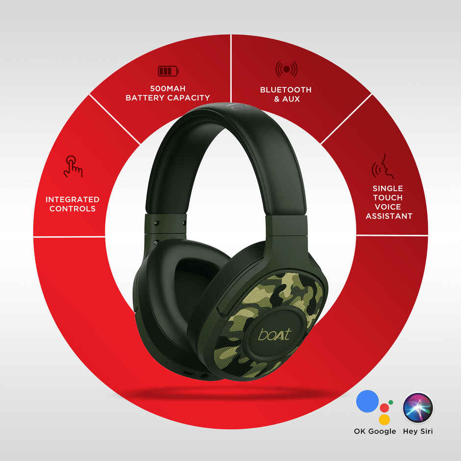 boAt Rockerz 558 Bluetooth Wireless Over Ear Headphones with Up To 20 Hours Playback(Army Green)