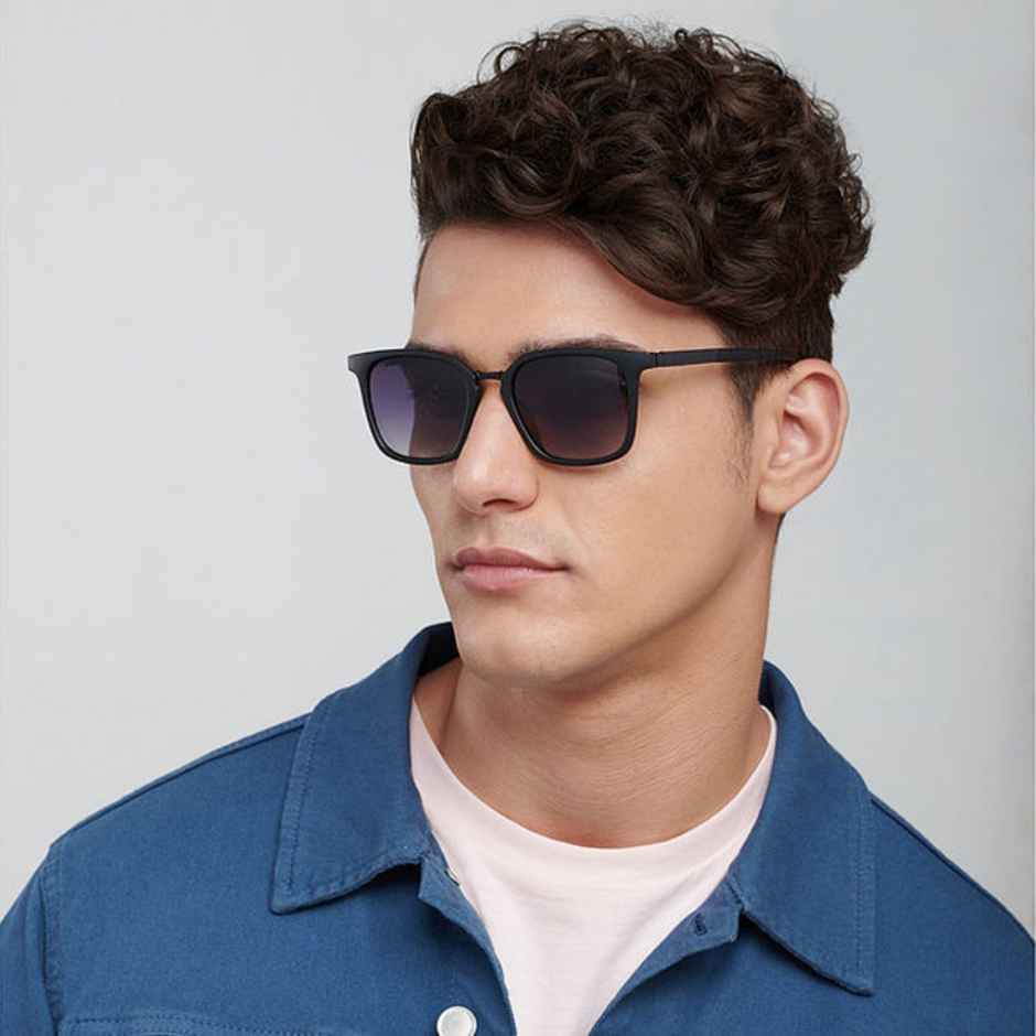 Vincent Chase By Lenskart Unisex Polycarbonate Square Sunglasses | Black - L