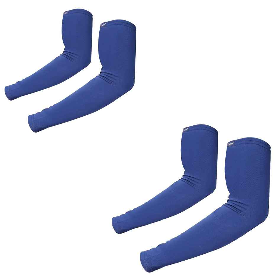 Autofy Pro|Fit 240 GSM Unisex Arm Sleeves UV Protection Compression/Cooling Effect | Blue | Pk of 2