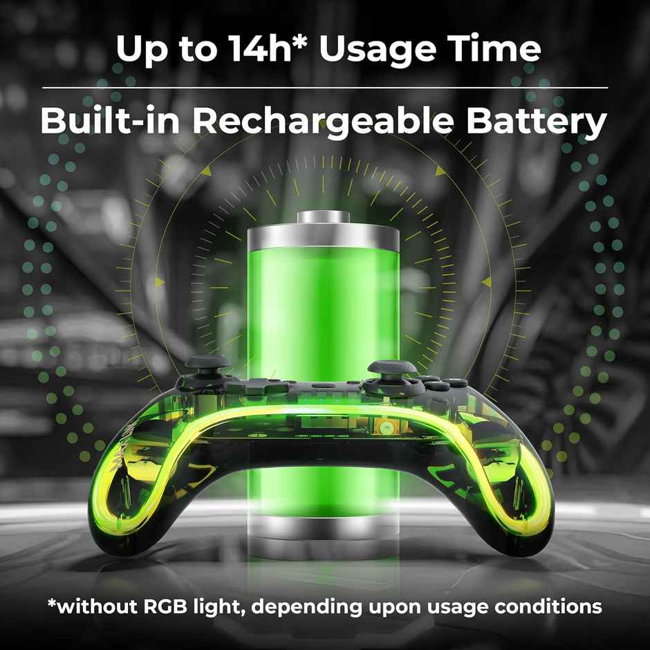 Zebronics MAX LINK Wireless Gamepad, Dual motors Haptic feedback, Built-in rechargeable battery, RGB light, Plug & play, Supports (Windows | Android)