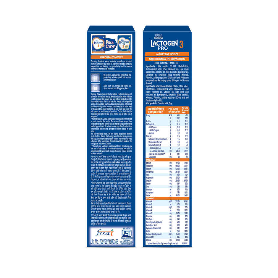 Nestle Lactogen Pro 3 Powder | Follow-Up Formula With Iron | After 12 Months Up To 18 Months