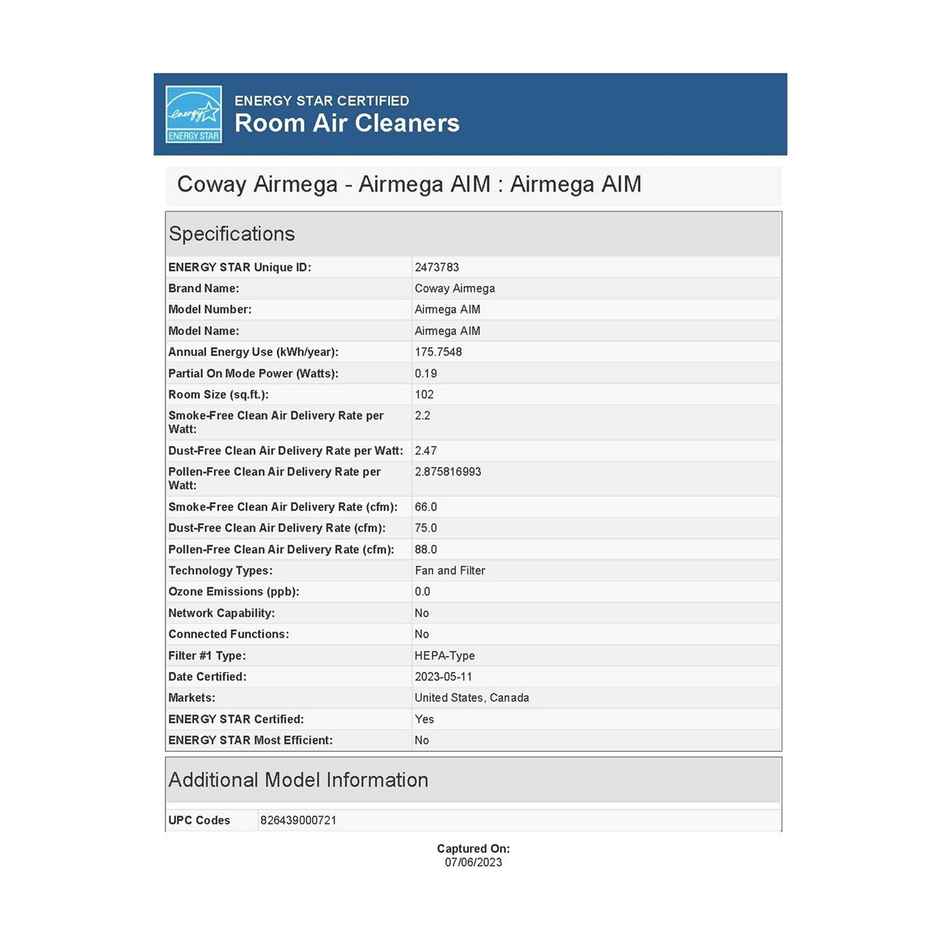Coway Airmega Aim (AP-0623B) 30Watt Air Purifier For Home, Cleans Upto 355 Sq.Ft, Longest Filter Life 8500Hrs (Approx. 1.5-2 Yrs), Kills Virus & PM 0.01 With 99.999% Efficiency - White