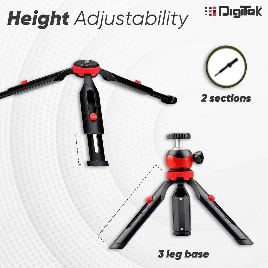 Digitek Dtr-200Mt 18Cm Flexible & Portable Mini Tripod With Smartphone Holder & 360� Ball Head