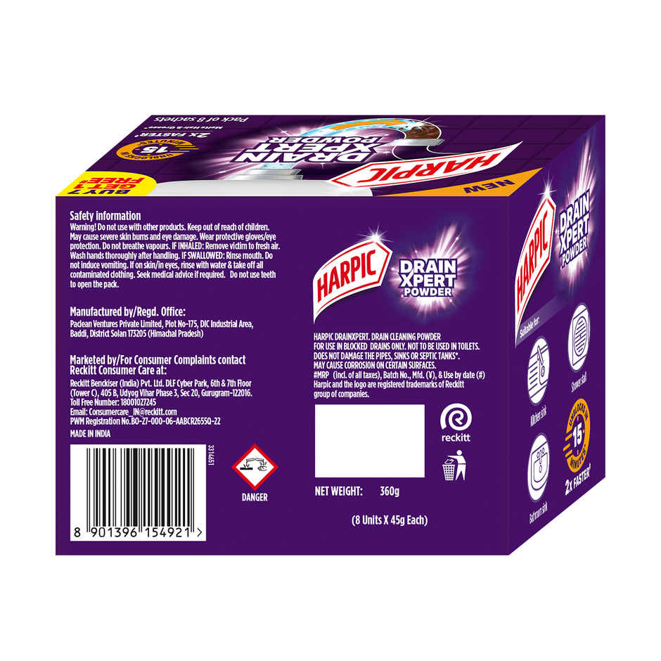 Harpic Drain Cleaner Powder | Sink & Pipe Cleaner For Drainage Block Combo
