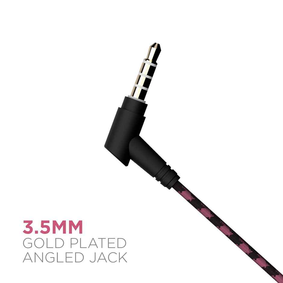 boAt Bassheads 152 in Ear Wired Earphones with Mic, 3.5mm Audio Jack - Maroon Mirage