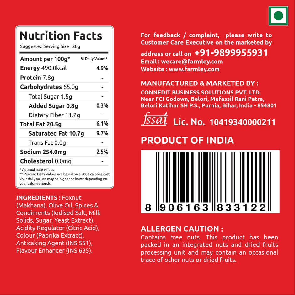 Farmley Tangy Tomato Makhana Roasted In Olive Oil Healthy Snacks