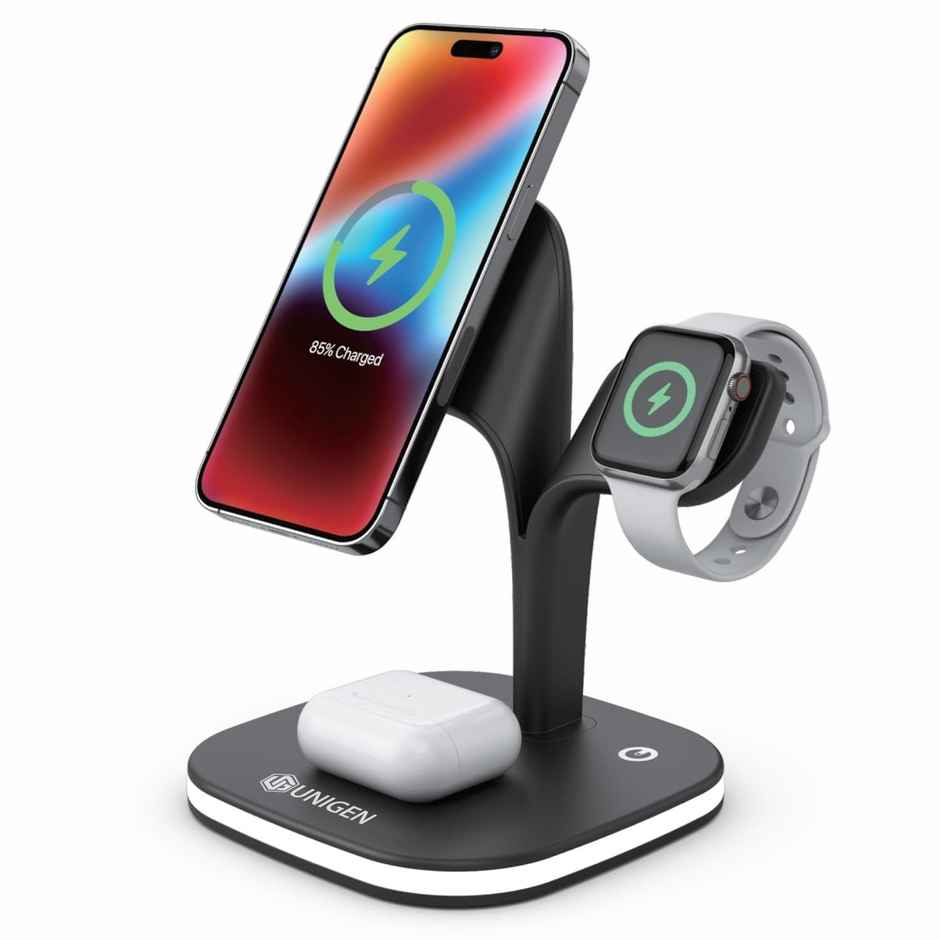 Unigen MAGTEC 500 23W 5 in 1 Mag-Safe Charging Station | For Apple watch, Phones & Earbuds | Black