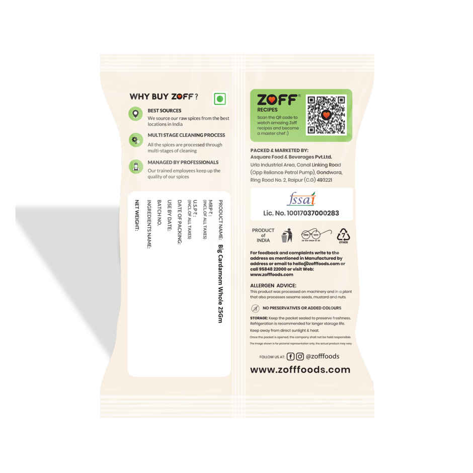 ZOFF Big Cardamom Whole - Badi Elaichi