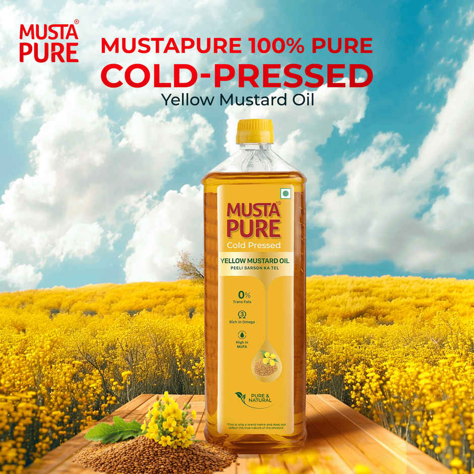 MustaPure Yellow Mustard Oil (Cold Pressed) | Pure & Natural | Cooking Oil | Bottle