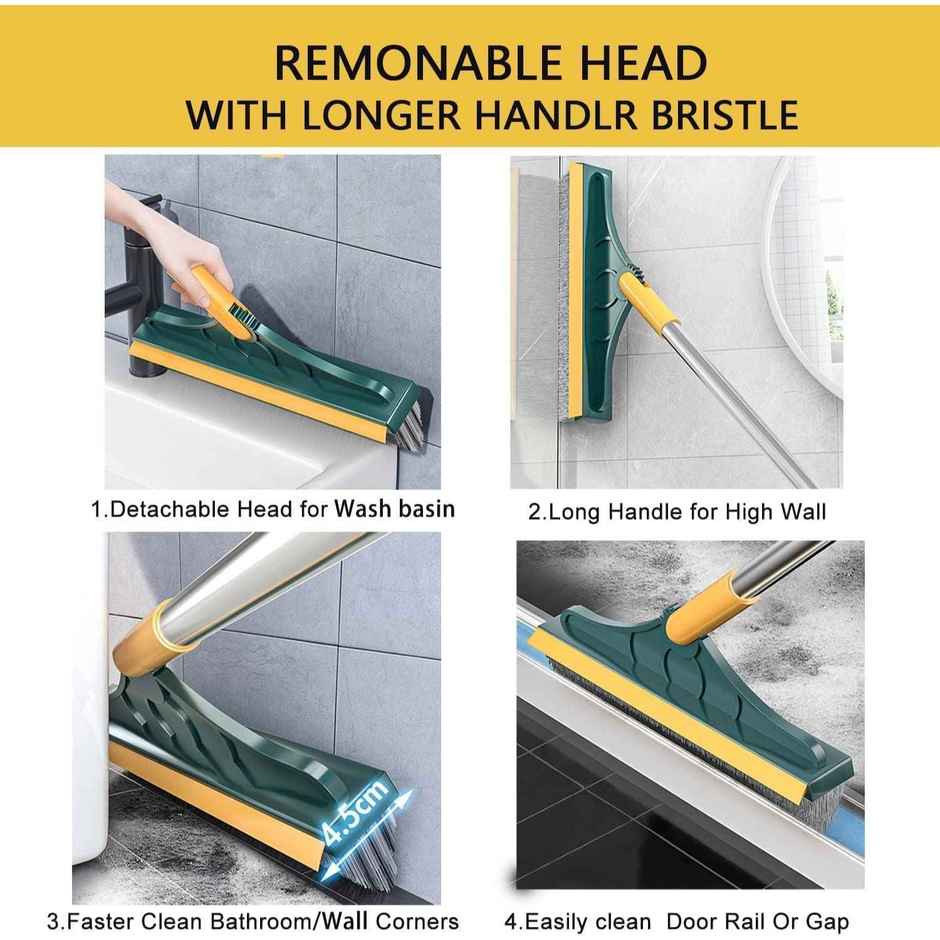 Perpetual Small Bathroom Cleaning Brush with Wiper 120 Degree Rotatable | 47 inch