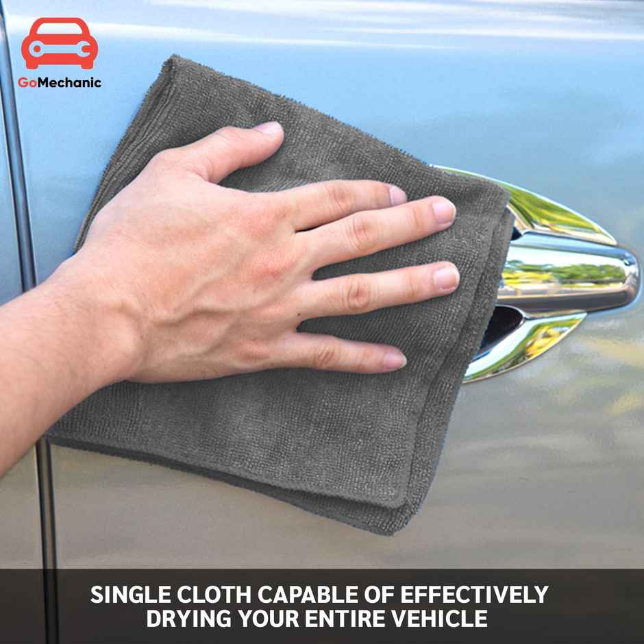 GoMechanic Microfiber Car Cleaning Cloth (4 pcs) - 350 GSM | 40 X 40 cm