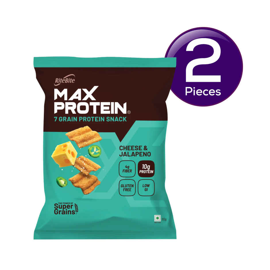 Ritebite Max Protein Cheese & Jalapeno 10G Multigrain Protein Chips, Healthy Snacks & Munchies Combo