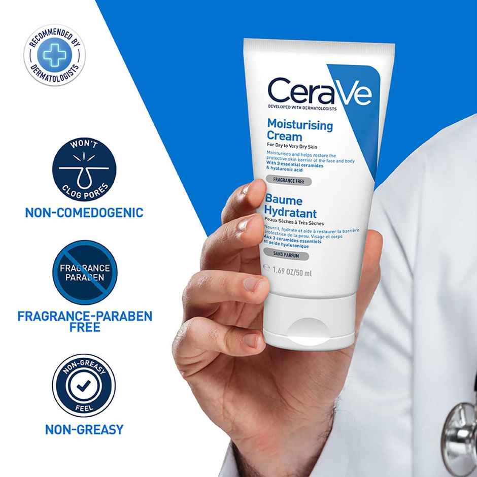 CeraVe Moisturizer Cream For Dry Skin Barrier Repair With Ceramides & Hyaluronic Acid