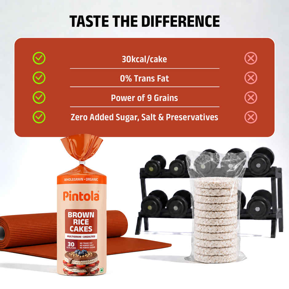 Pintola Organic Wholegrain Brown Rice Cakes Multigrain | Snack Essential