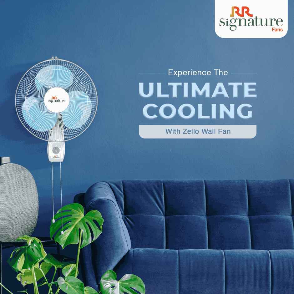 RR Signature Zello Wall Fan, 400mm, Normal Speed, White & Blue