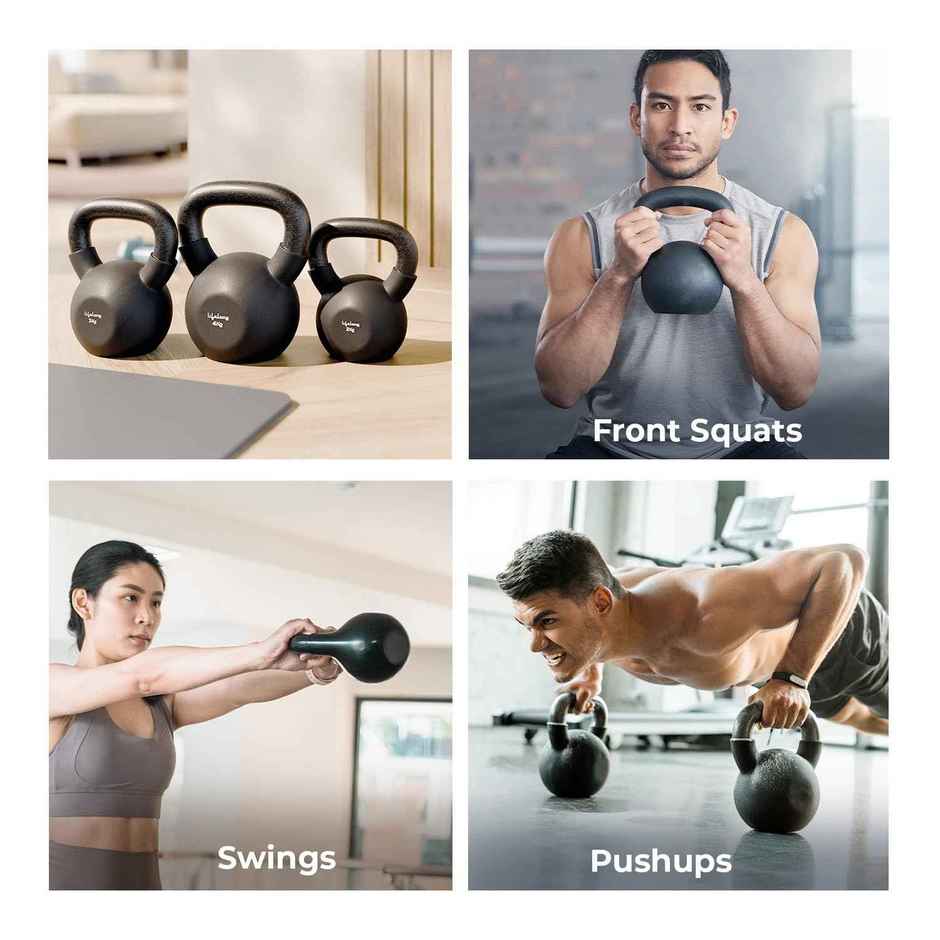 Lifelong Neoprene Cast Iron Kettlebell for Workout | Black | 4 kg