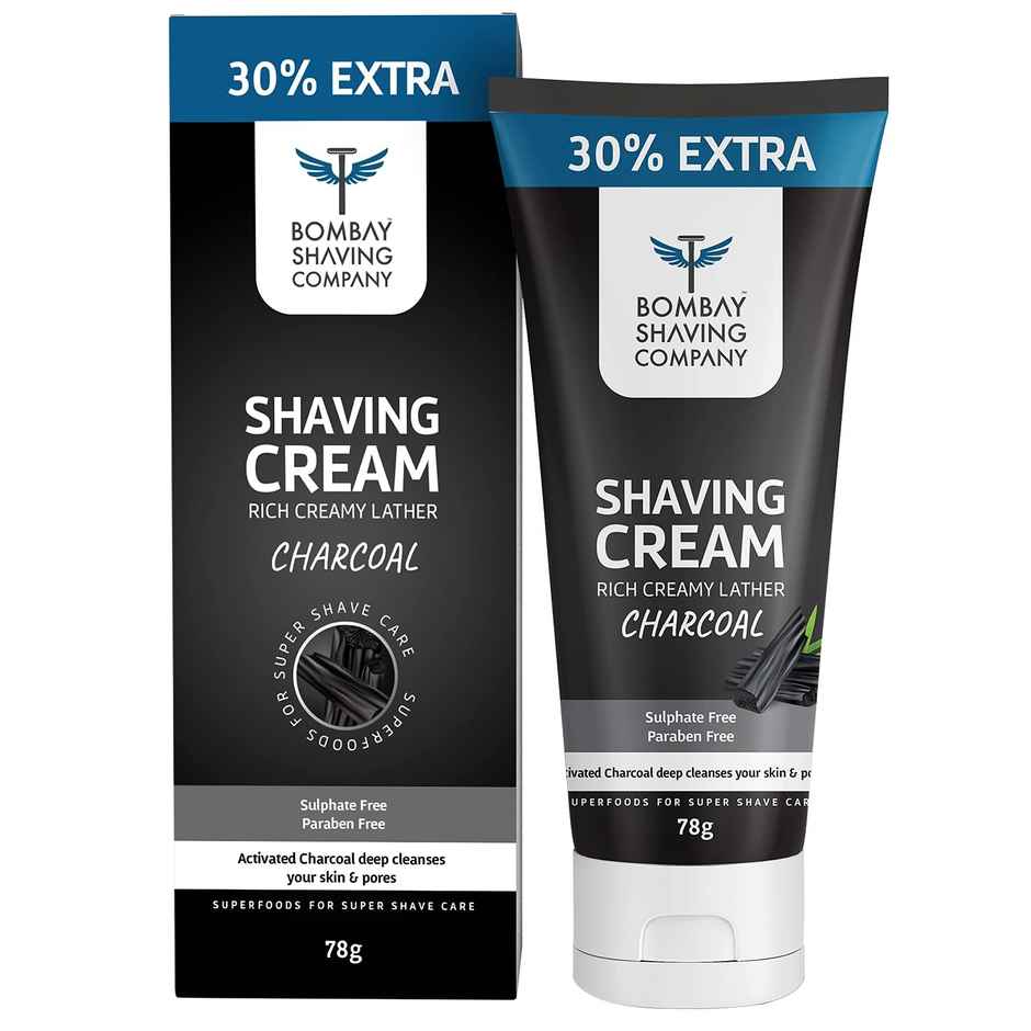 Bombay Shaving Company Charcoal Shaving Cream - 78 Grams, Rich Lather For A Perfect Shave