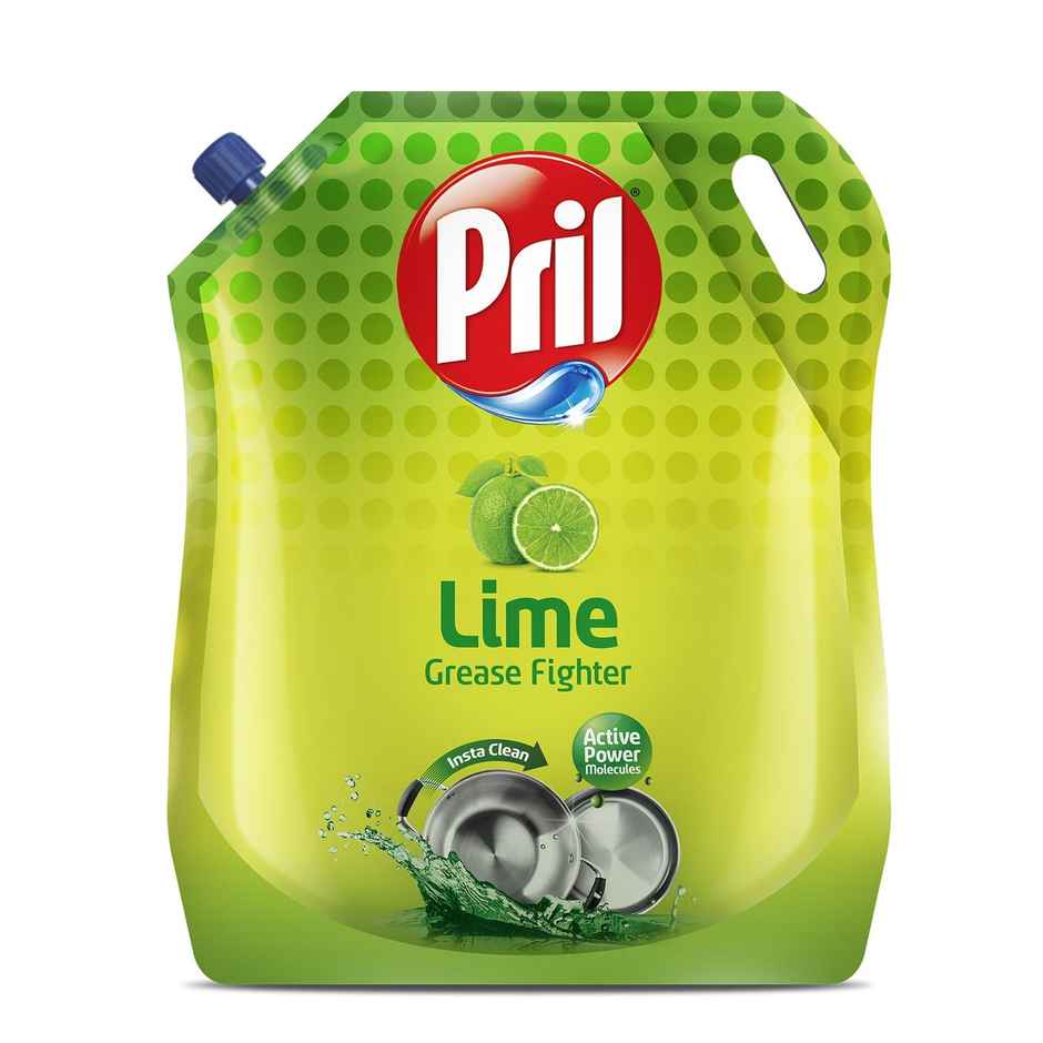 Pril Lime Dishwash Liquid Pouch(2l) & Scotch Brite Scrub Pad(5pc) Combo 