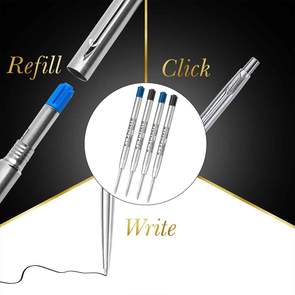 Parker Classic Stainless Steel Chrome Trim Ball Pen | Ink Color - Blue | Gift For Employees