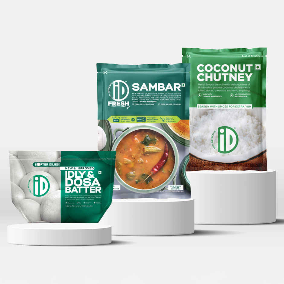 Id Fresh Idli & Dosa Batter (1kg) & Id Fresh Liquid Sambar (Heat & Eat) (350g) & Id Fresh Coconut Chutney (120g) Combo