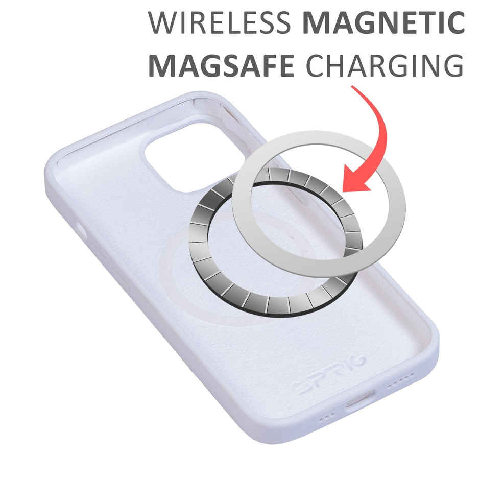 Sprig Magsafe Designer Back Cover for Apple Iphone 15 Pro Max Liquid Silicone Shock Proof | White