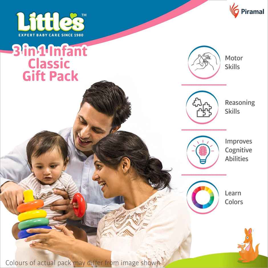 Little's 3 in 1 Infant Classic Gift Pack I Activity & Learning Toys for Babies I Multicolour