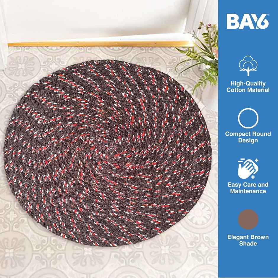 BAY6 Aura Cotton Round Doormat Brown - 40 x 40 cm | 2pc