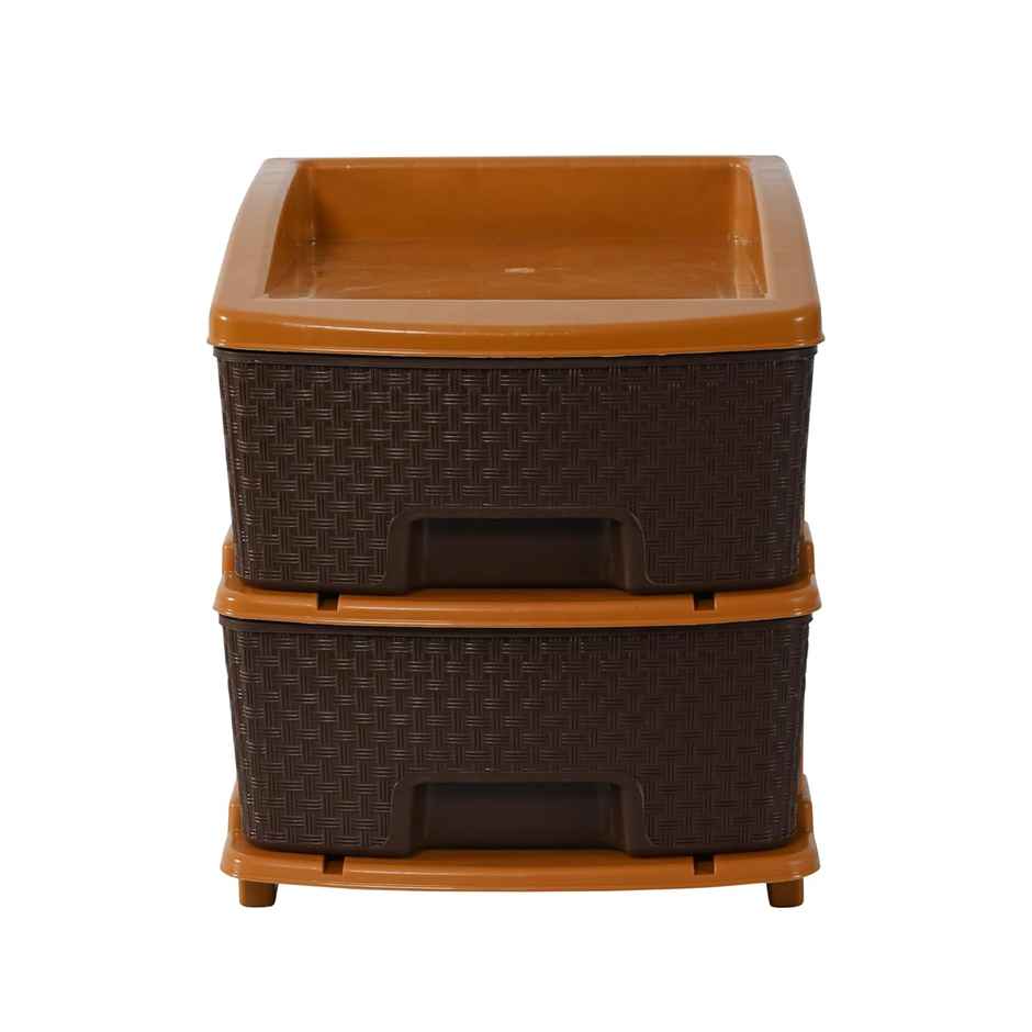 Kuber Industries Modular 2-Layer & 19 L Plastic Drawer Storage Organiser | Chocolate Brown