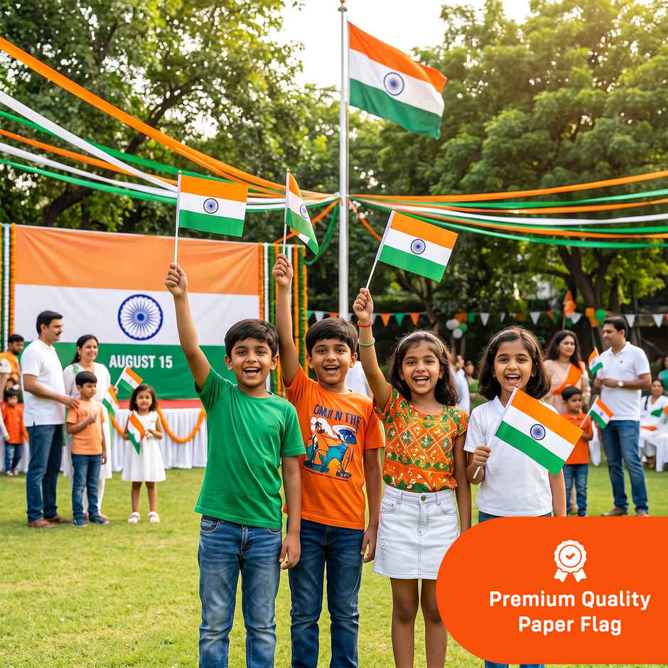 Paper Indian Flag for Independence Day Decoration | Party Prop | Pack of 5 | Party Propz