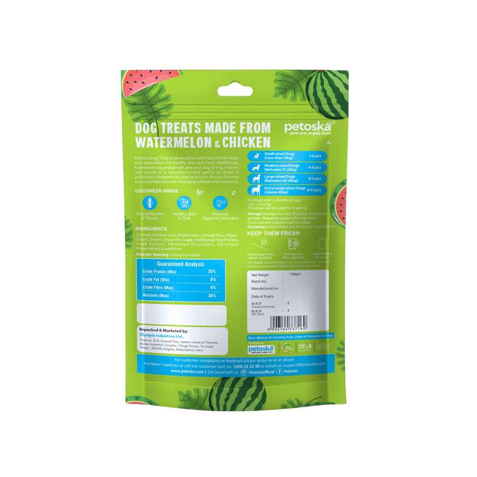 Petoska Dog Treats Watermelon Chicken Sticks
