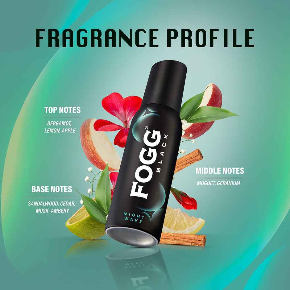 Fogg Black Night Wave No Gas Long Lasting Perfume Deodorant Spray for Men and Women