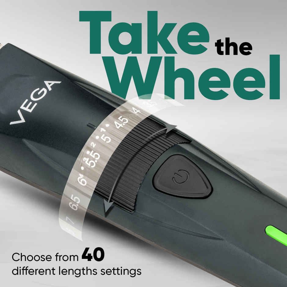 VEGA Turbolite Beard Trimmer for Men with 90 Min Runtime (VHTH-41) | USB Type C | 2 Comb Attachment
