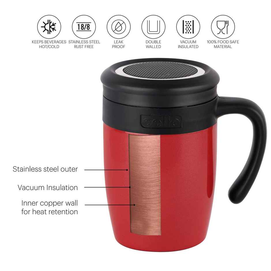 Cello Stainless Steel Lexus Tea Coffee Vacusteel Mug | 500 ml | Colour May Vary
