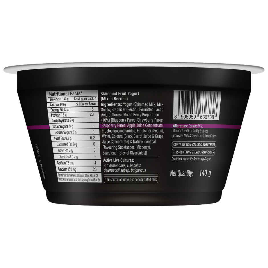 epigamia 15 g Protein Turbo Yogurt, Mixed Berries
