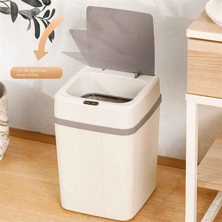 House of Quirk Plastic Smart Automatic Motion Sensor Rectangular Trash Can Square | White