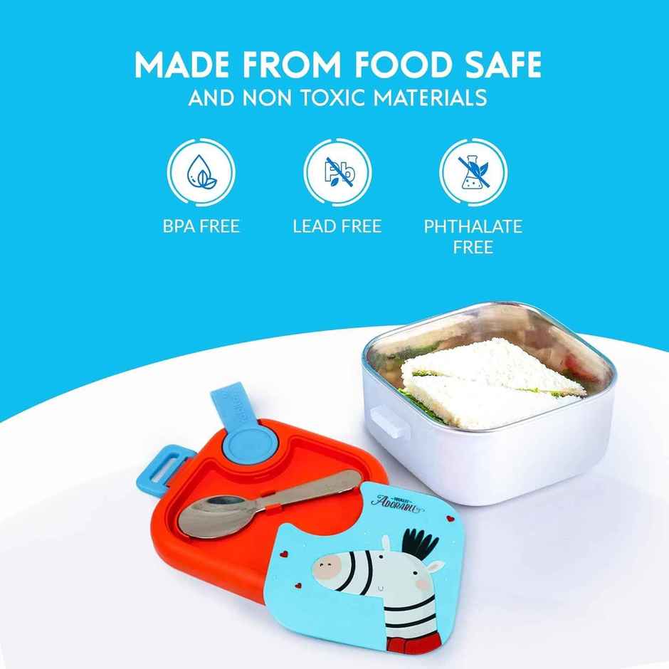 Rabitat Lunchmate Mini Stainless Steel Lunch Box With Spoon - Totally Adorable Combo