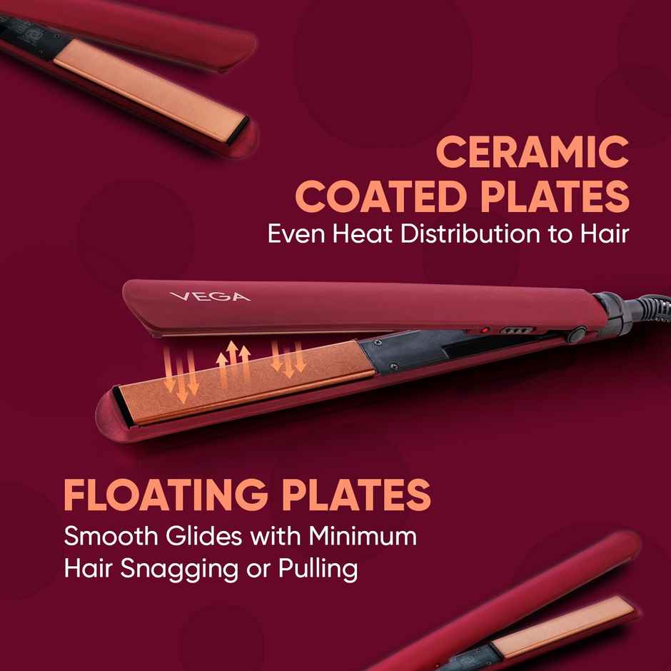 Vega SleekOn Hair Straightener for Women with 230 Degree Celsius Heating Temperature | VHSH-44