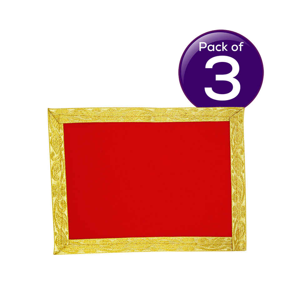 Shubhkart Velvet Aasan Medium (7*10 inches) 1 pc  X 3 Combo