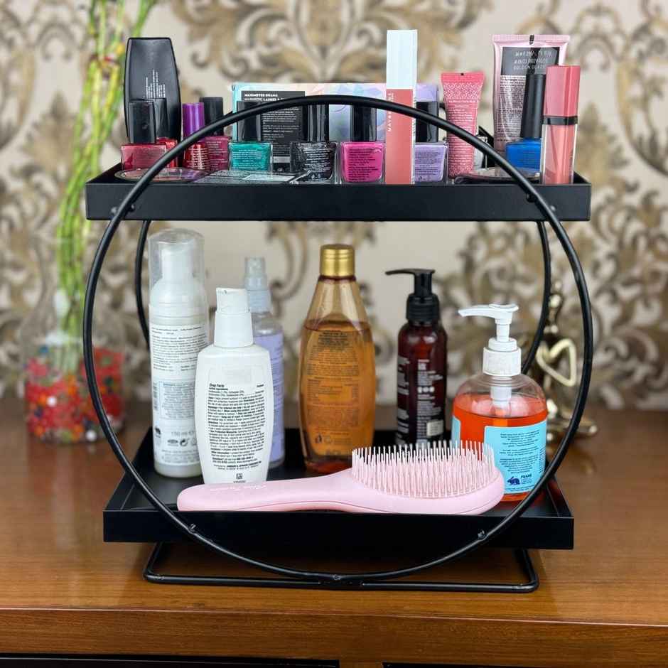 Go Hooked 2-Tier Metal Vanity Storage Organizer | Space-Saving Countertop Shelf