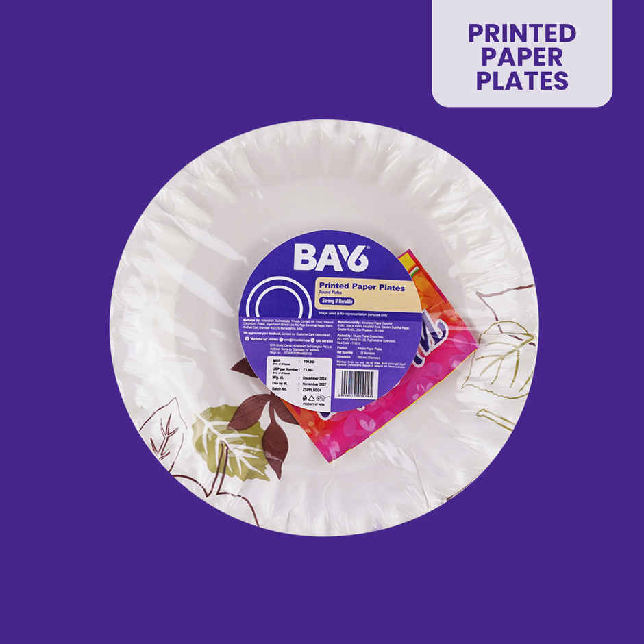 Printed Paper Plate | 7 inch | Pack of 25 | BAY6