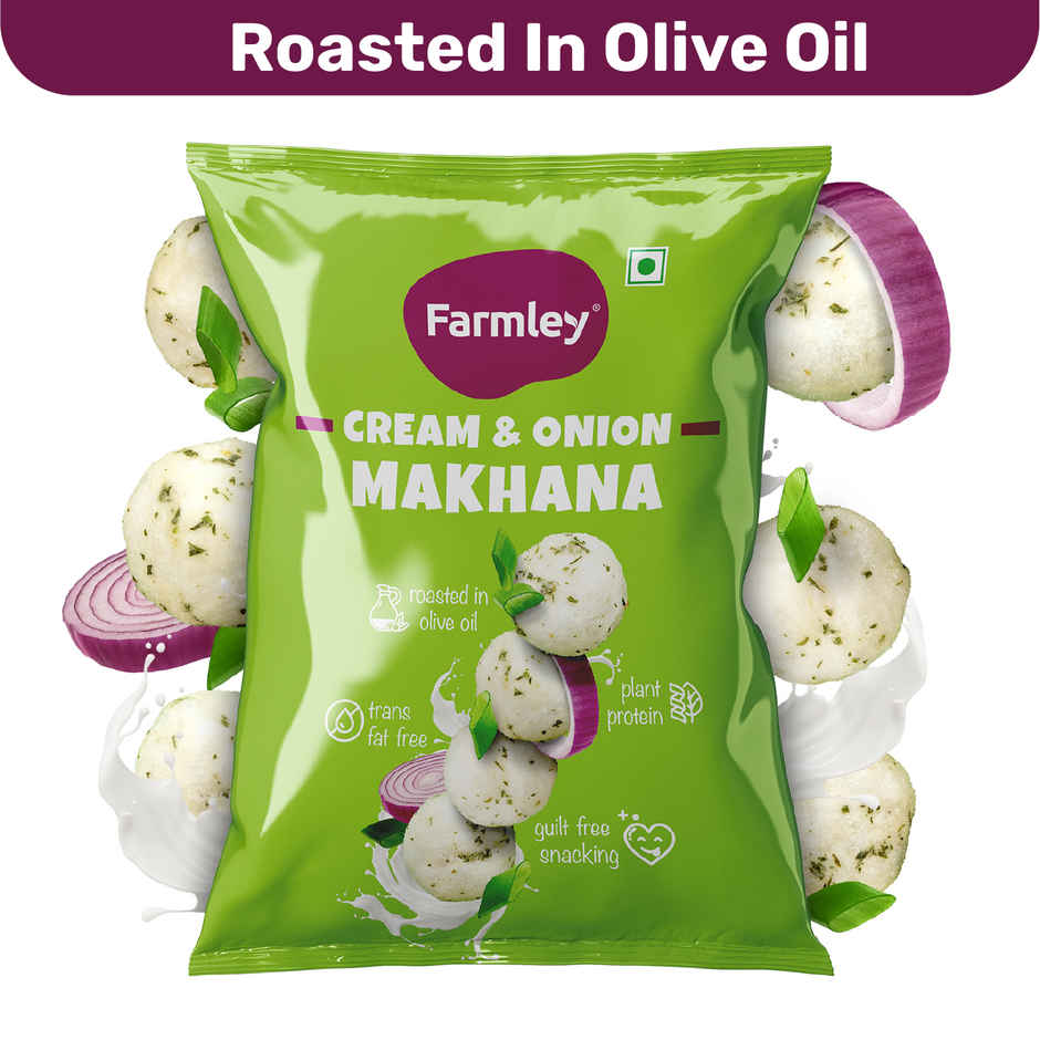 Farmley Cream & Onion Makhana Roasted In Olive Oil Healthy Snacks Combo
